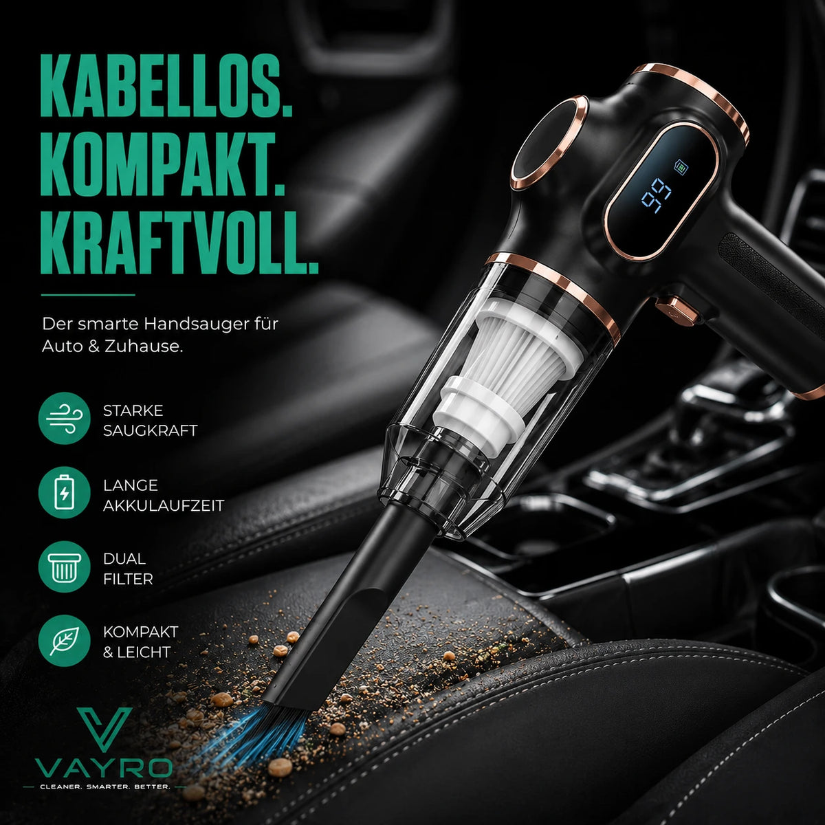 2 in 1 Akku Handstaubsauger – Saugen & Luftfunktion für Auto & Zuhause
